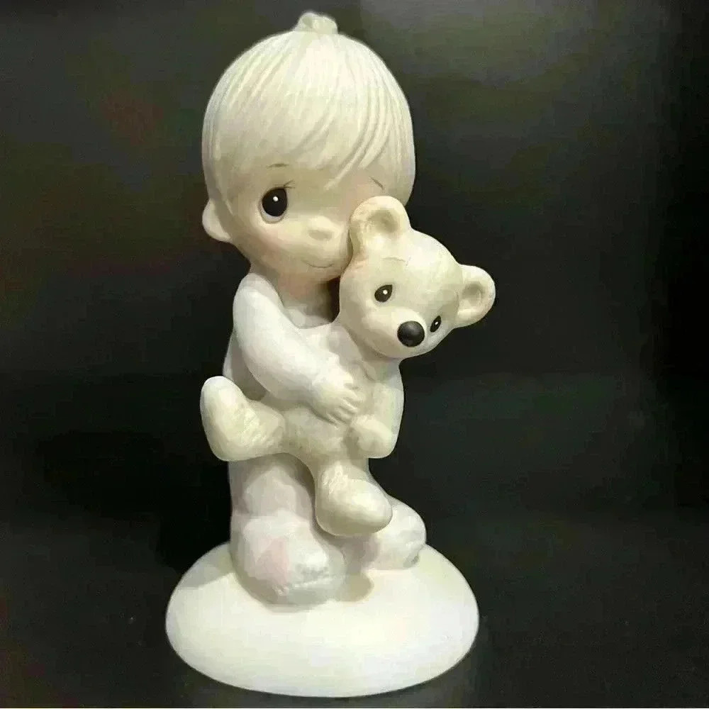 Precious Moments Child With Teddy Bear Jonathan & David 5" Figurine Vintage 1978 - Picture 1 of 3